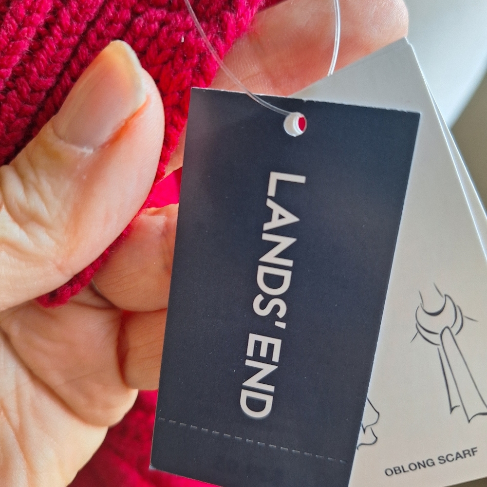 Lands End Red Cable Knit Scarf - Picture 7 of 9